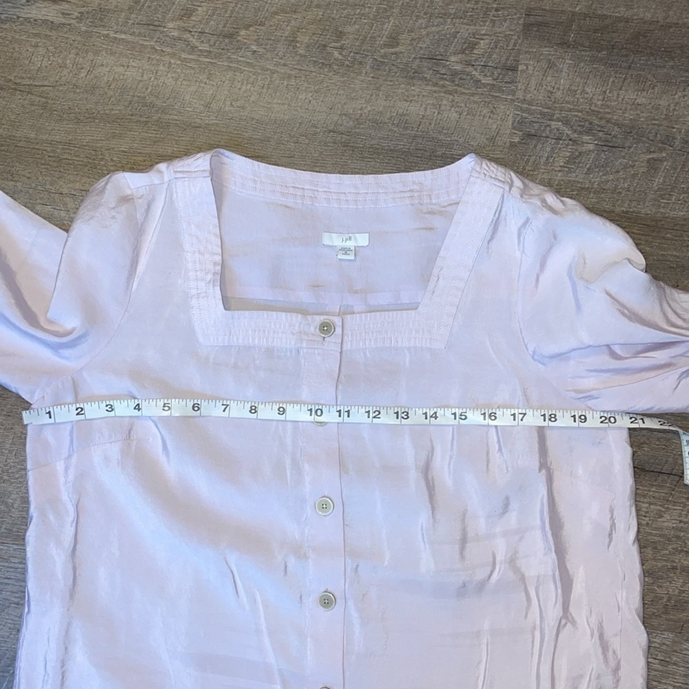 J. Jill Light Purple Square Neckline 3/4 Sleeve Button Front Blouse Size MP - Picture 12 of 14